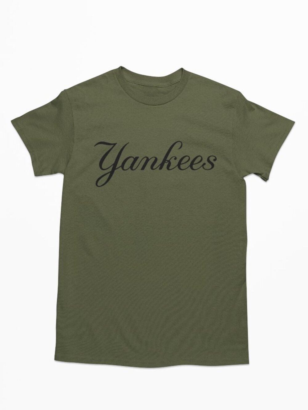 NEW York Yankees Script Home Wordmark T-Shirt MILITARY ARMY GREEN